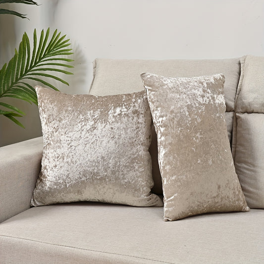 Golden Diamond Plush Pillowcase, Solid Color Velvet, Double-sided, Elastic, Minimalist Home Cushion Cover. Multiple sizes available for office, living room, or bedroom decoration. Does not include pillow core.