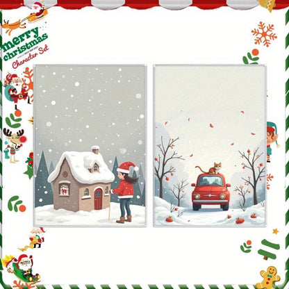 Set of 2 kitchen towels measuring 45.72*66.04 cm, including one tea towel with a festive Christmas winter theme. Ideal for enhancing kitchen decor and as a thoughtful holiday gift, adorned with charming snowflakes.