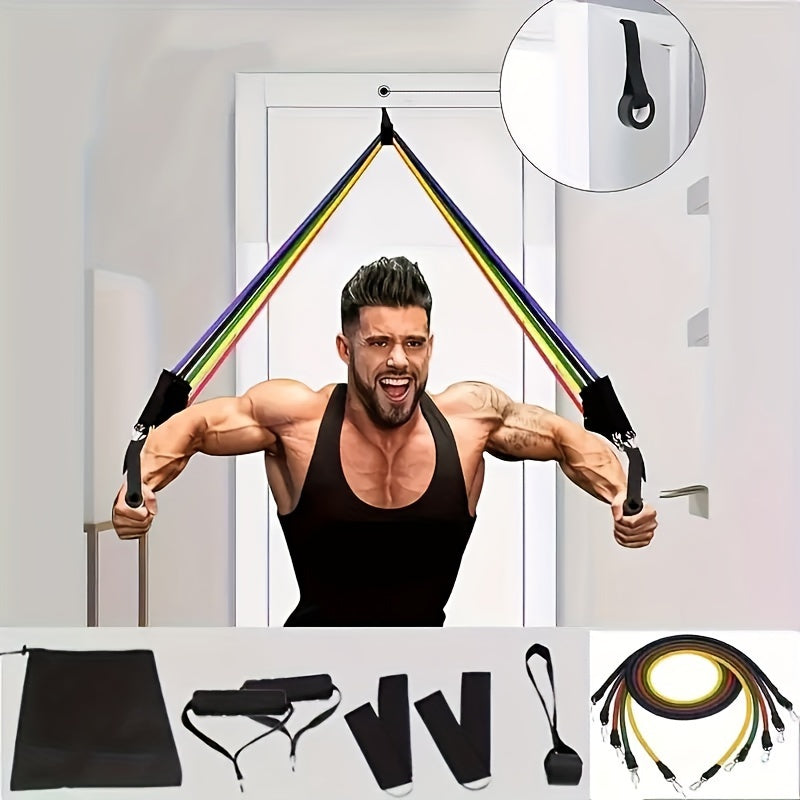 11 piece multi-functional upper body exercise kit with resistance bands for a full-body workout.