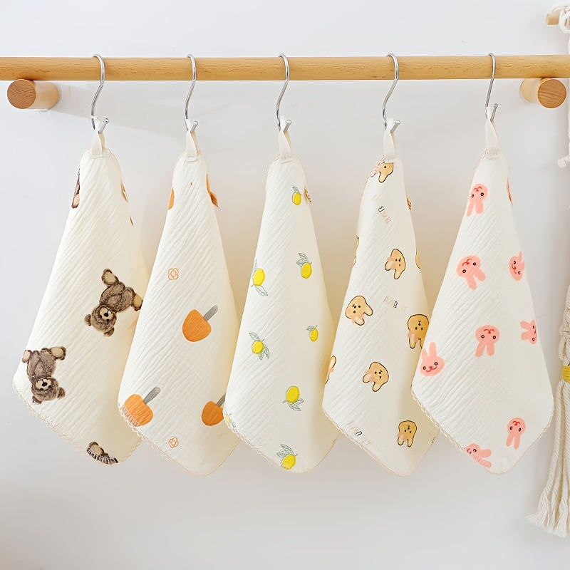 Set of 3 Soft Muslin Children's Bibs - Multi-Functional, Hangable Triangle Cloths for Feeding and Hand Wipes