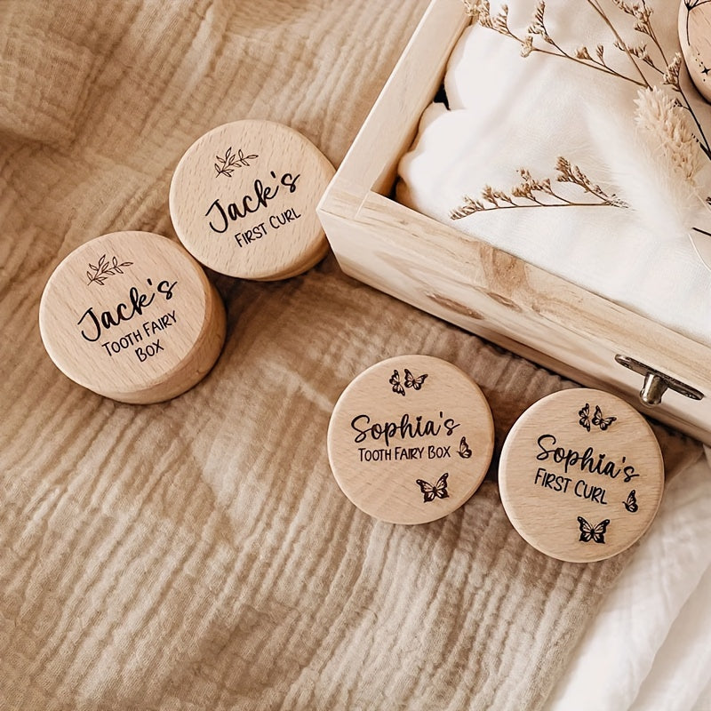 Customize a wooden keepsake for your little one - perfect for capturing their hair and footprints in their first photos.