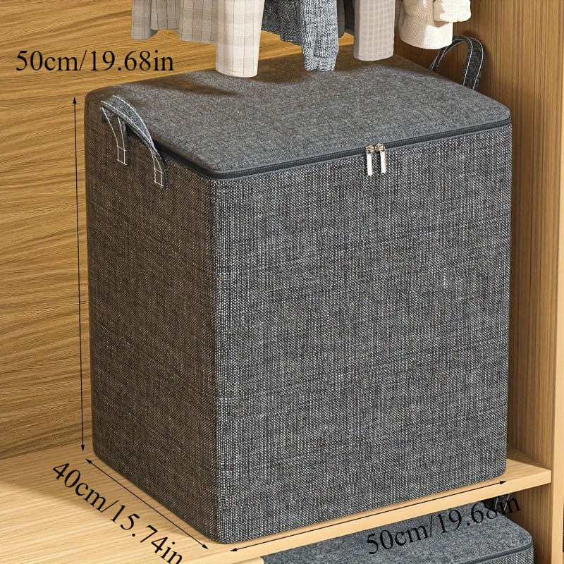 Fabric storage bag with durable handles for clothes and bedding, ideal for organizing luggage, closet, and moving.