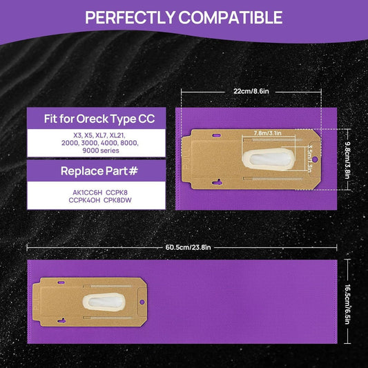 Упаковка из 6 мешков для пылесосов с HEPA-фильтром, предназначенных для использования с моделями Oreck Elevate X3, X5, XL7, XL21, 2000, 3000, 4000, 8000, 9000 серии - Фиолетовый