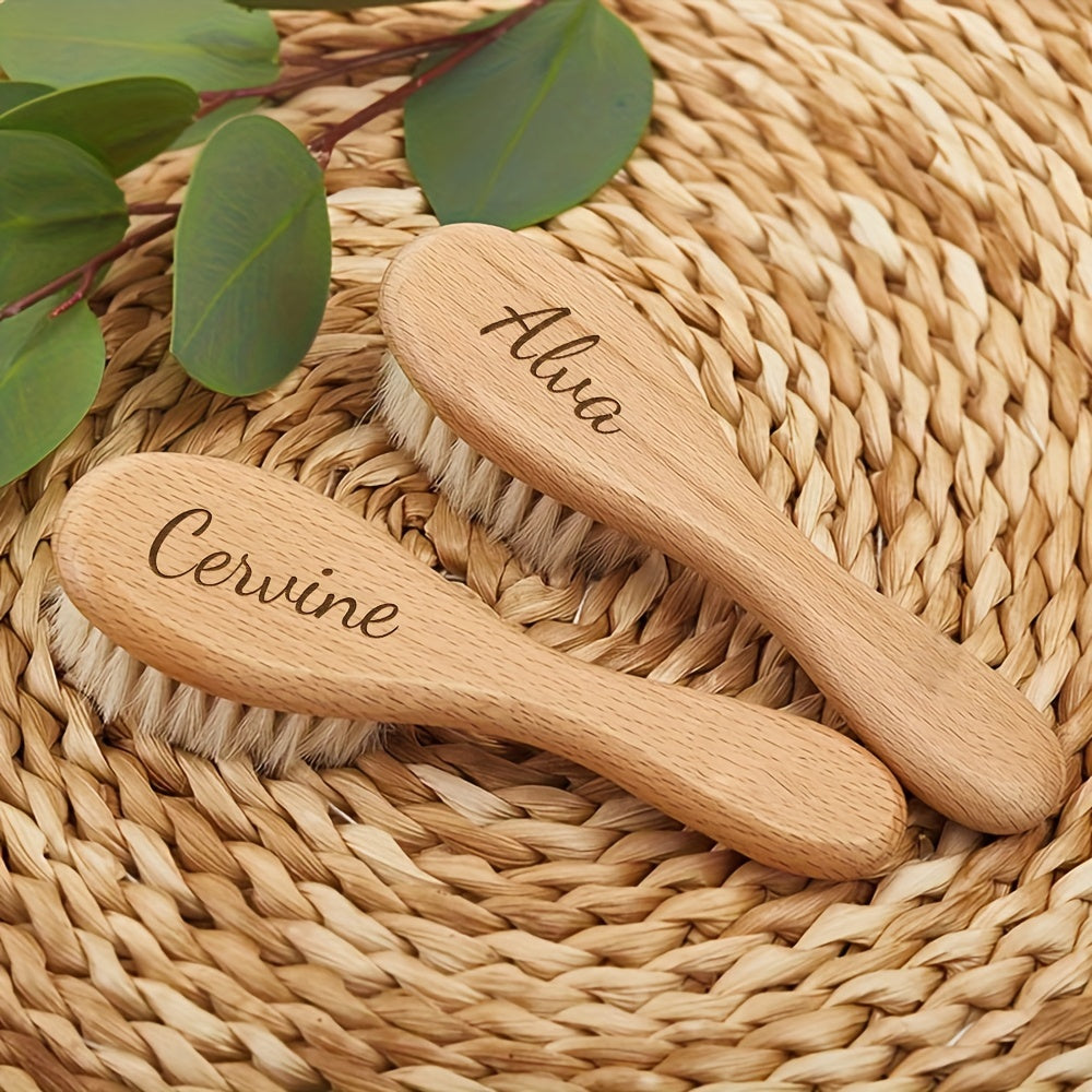 Personalized Wooden Hair Brush with Engraving, featuring Ramadan Sheep, Star, and Moon design. Customize with a name for a unique and thoughtful gift, perfect for Mother's Day or a birthday celebration. A special souvenir to cherish.