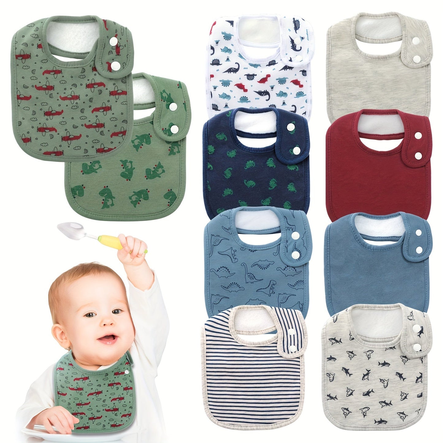 Set of 5 Super Soft & Absorbent Baby Bandana Drool Bibs - Ideal for Babies 0-36 Months! Great Gift for Christmas, Halloween, or Thanksgiving!