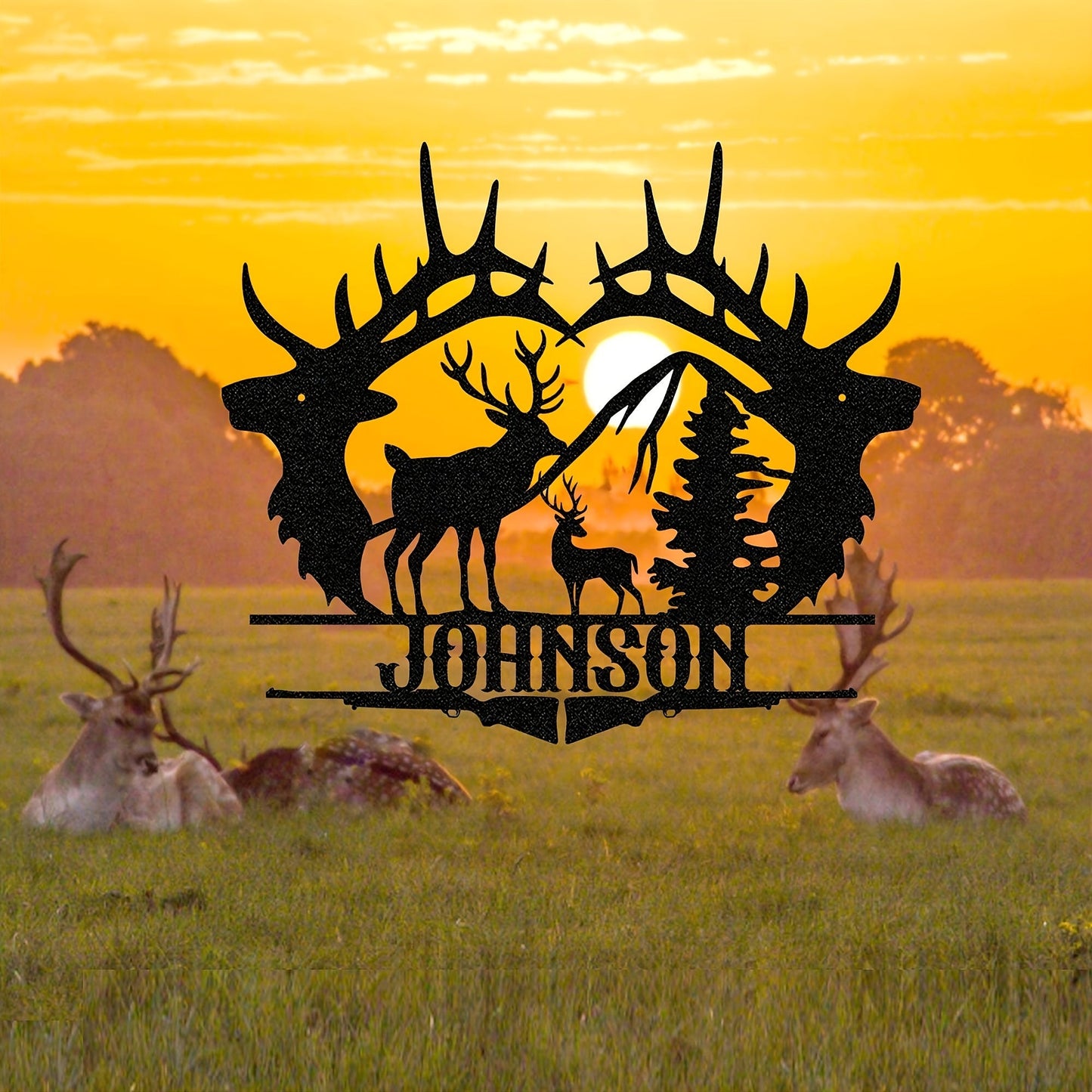 Personalized Elk Silhouette Metal Sign - Matte Finish, Reusable Art for Home & Garden Decor, Perfect for Doors, Kitchens, Dining Rooms - Unique Gift with Bonus No-Residue Adhesive.