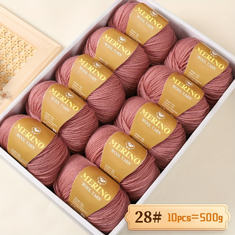 10 JIUWEIDIAOWANG Merino Wool Yarn balls, 500g each, 212 Medium Weight, Hand-Dyed DIY material for knit apparel - Multicolor Gradient, Chunky & Fine Blend, Camel Hair, Autumn Winter.