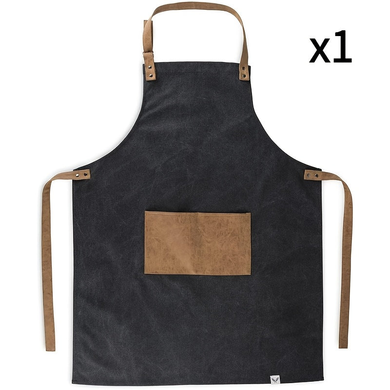 Canvas Grilling Apron for Men, Adjustable Strap and Pocket, Perfect BBQ and Grill Accessory