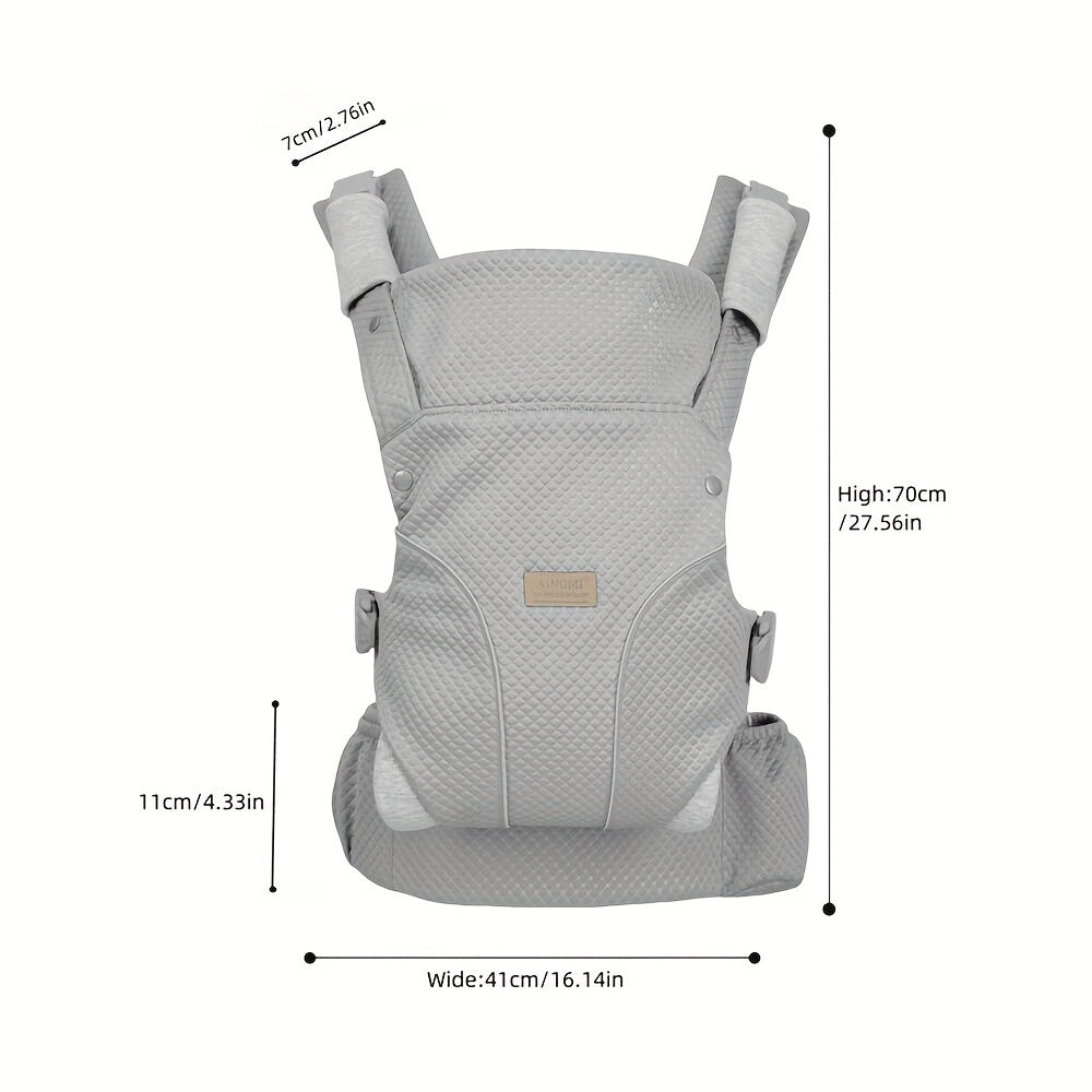 Infant Carrier - This versatile carrier can be used in 4 different ways and is suitable for infants from newborn to toddler (0-48 months old) weighing between 3.18-20.41 KG. Made from breathable polyester, it is adjustable and available in Black, Grey