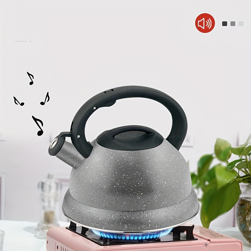 Stainless Steel Kettle featuring Heat-Resistant Black Plastic Handle, Anti-Rust and Whistle Design, Ideal for Stovetop Use - 3L Capacity