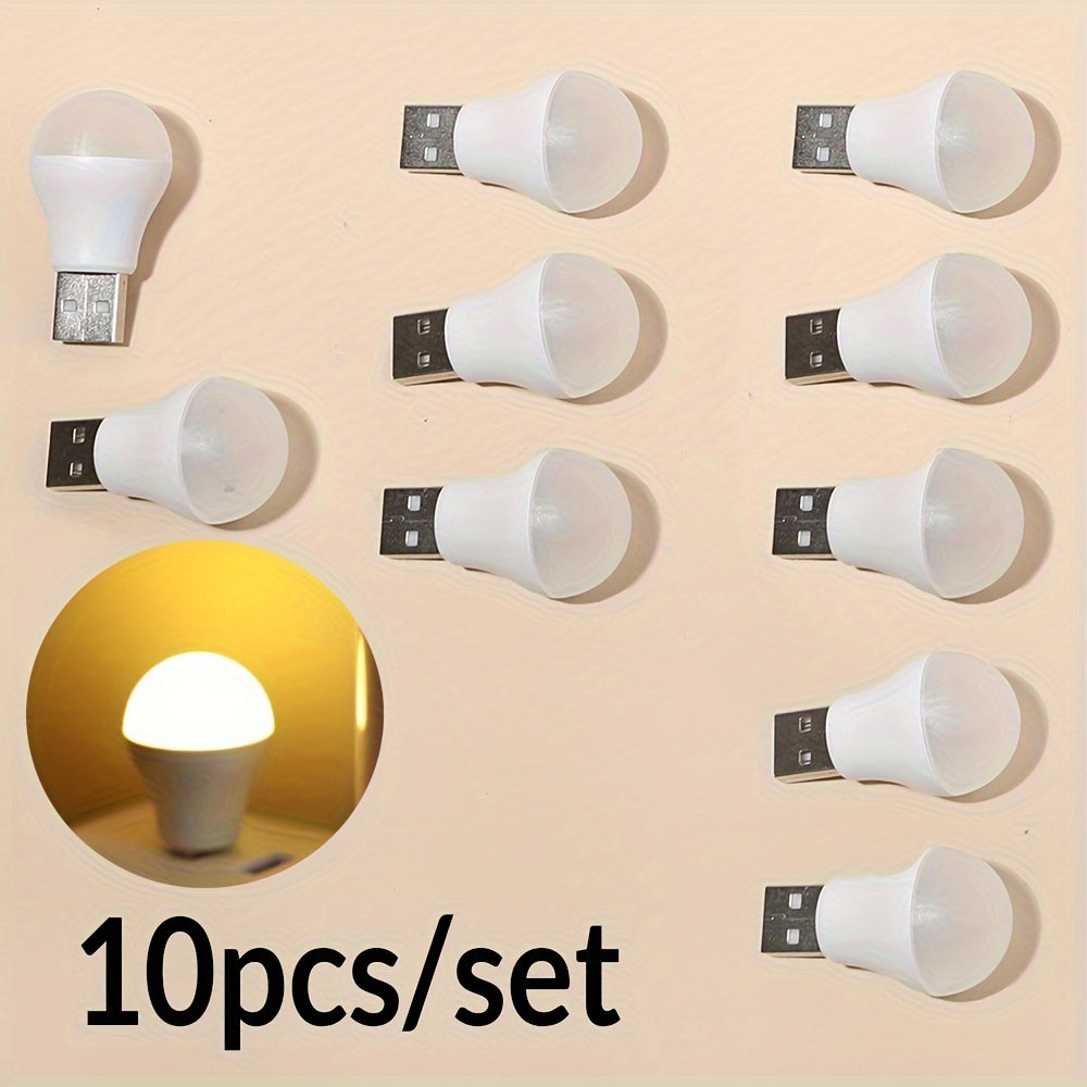 Protective eye mini USB night light available in sets of 2, 3, 5, or 10. Portable bulb design in white or warm light, ideal for reading and compatible with laptops and mobile power supplies.