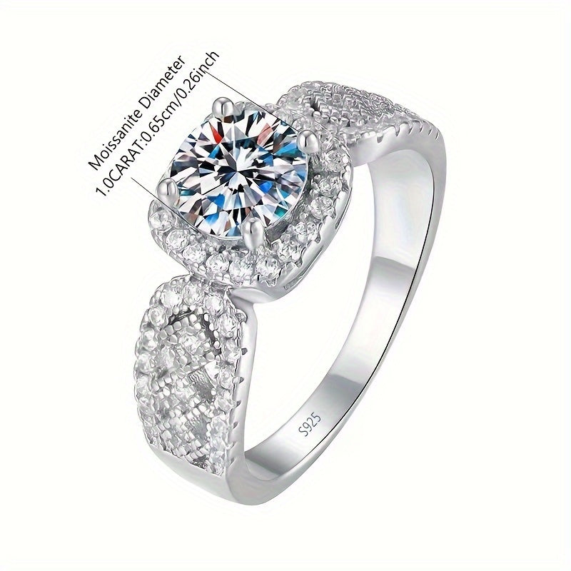 1 Carat Moissanite Wedding Ring in 925 Sterling Silver - Sparkling Promise Ring with Gift Box Included