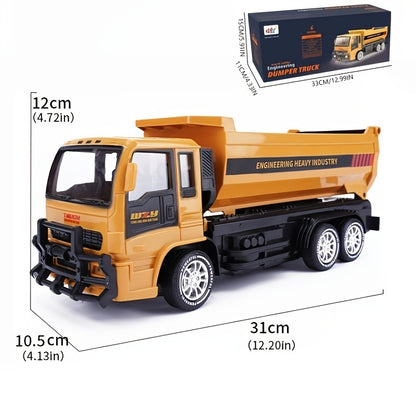 FUUY 2.4Ghz RC Dump Truck Toy Car for kids 6-10 Years Old, 6 Channel, Light and Sound, USB Charging, Rechargeable Battery, 360° Rotation, 45° Tilt, Plastic