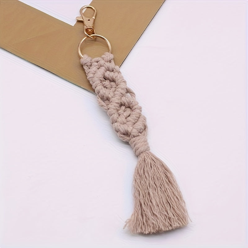 Set of 8 Handmade Keychains with Tassels - Timeless Design, Ideal for Car Keys & Bag Ornaments, Keychain Accessories for Cars