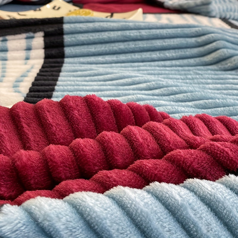 Soft Plush Striped Throw Blanket - Perfect for Couch, Bed, Office & Camping, Recommended for Dry Cleaning