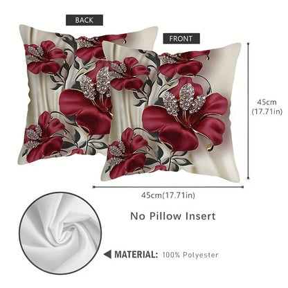 MEMNUN Contemporary Floral Throw Pillow Cover, Machine Washable with Zipper Closure, Double-Sided Design, 44.96x44.96 cm, Perfect Mother's Day or Valentine's Gift