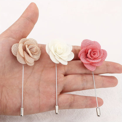 Set of 20 Men's Handmade Camellia Flower Lapel Pins for Suits, Perfect for Weddings and Formal Events