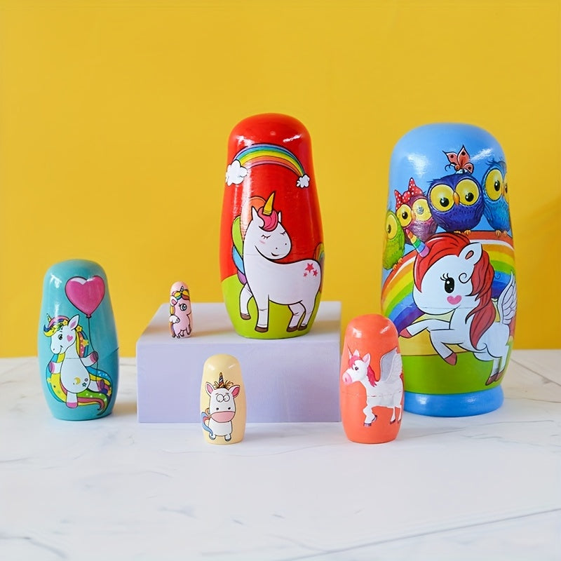 Handmade wooden nesting dolls toy set for kids aged 3-6. Ideal for various holidays and occasions.