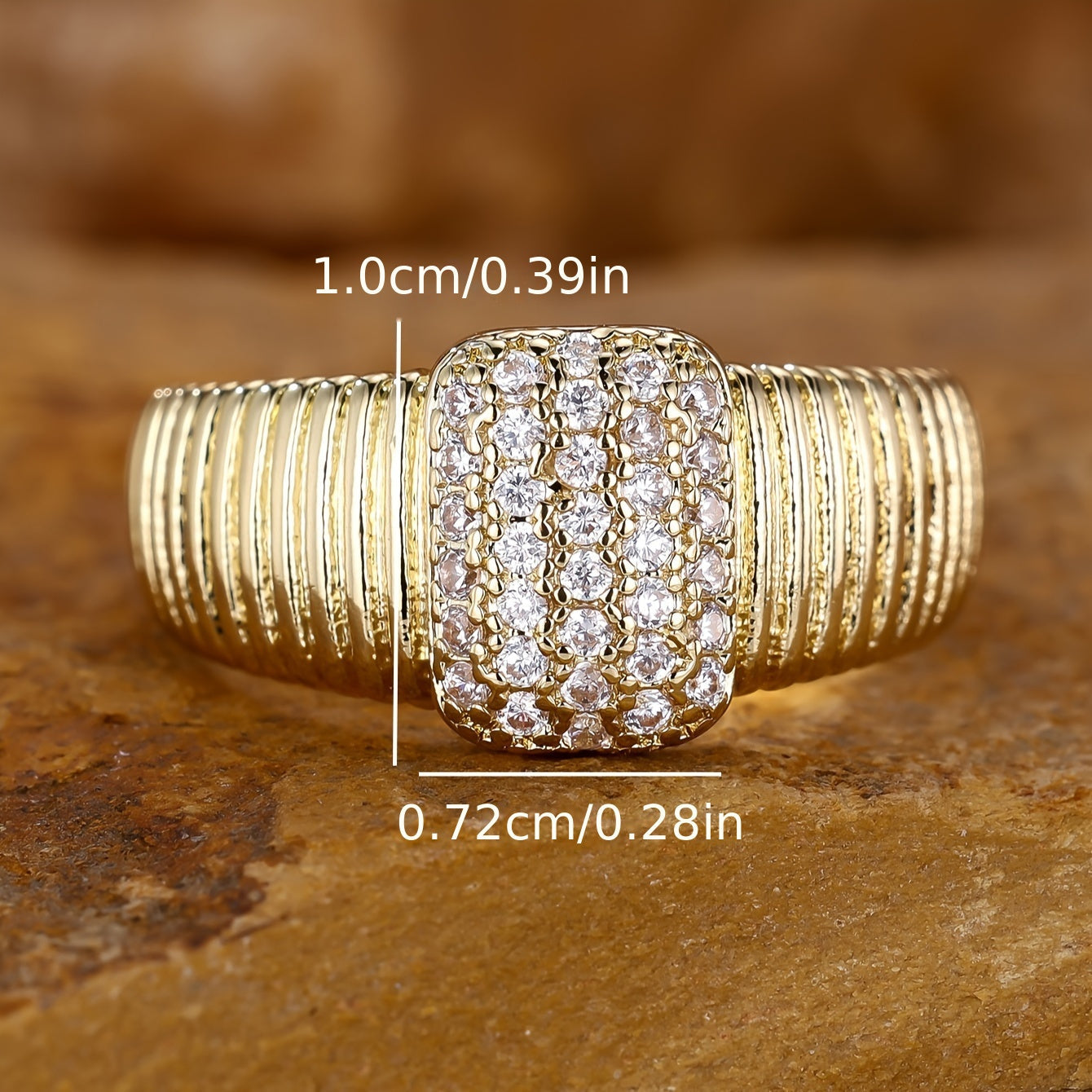 Statement: Vintage Style Luxury Fashion Women's Wide Band Ring made of Unplated Copper with Synthetic Cubic Zirconia - Ideal for Party, Wedding, Anniversary, Engagement, and as an All-Season Accessory.