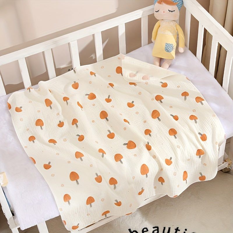 Double-Layer Muslin Swaddle Blanket with Cartoon Print - Ultra-Soft, Lightweight, and Hand Washable - Ideal for Young Children.