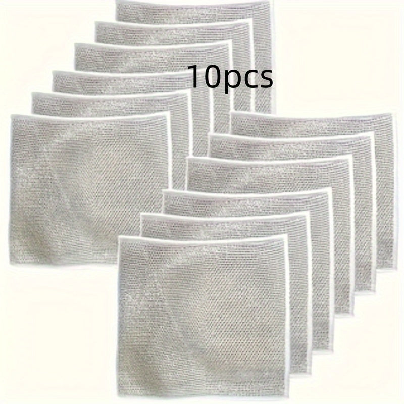 10-Pack of EcoClean Reusable PET Mesh Scrubbing Cloths, Fine Pore Easy Foam Dishwashing Pads for Kitchen, Bathroom, and Restaurant Cleaning