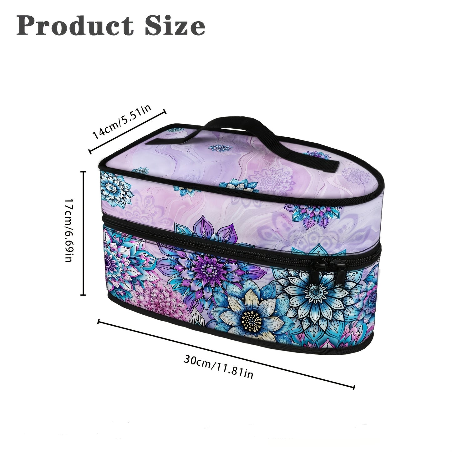 Portable Ironing Bag with Floral Pattern, Top Handle, and Double Zipper - Perfect for Travel and Storage, Made of Durable Polyester Material, Dustproof Design