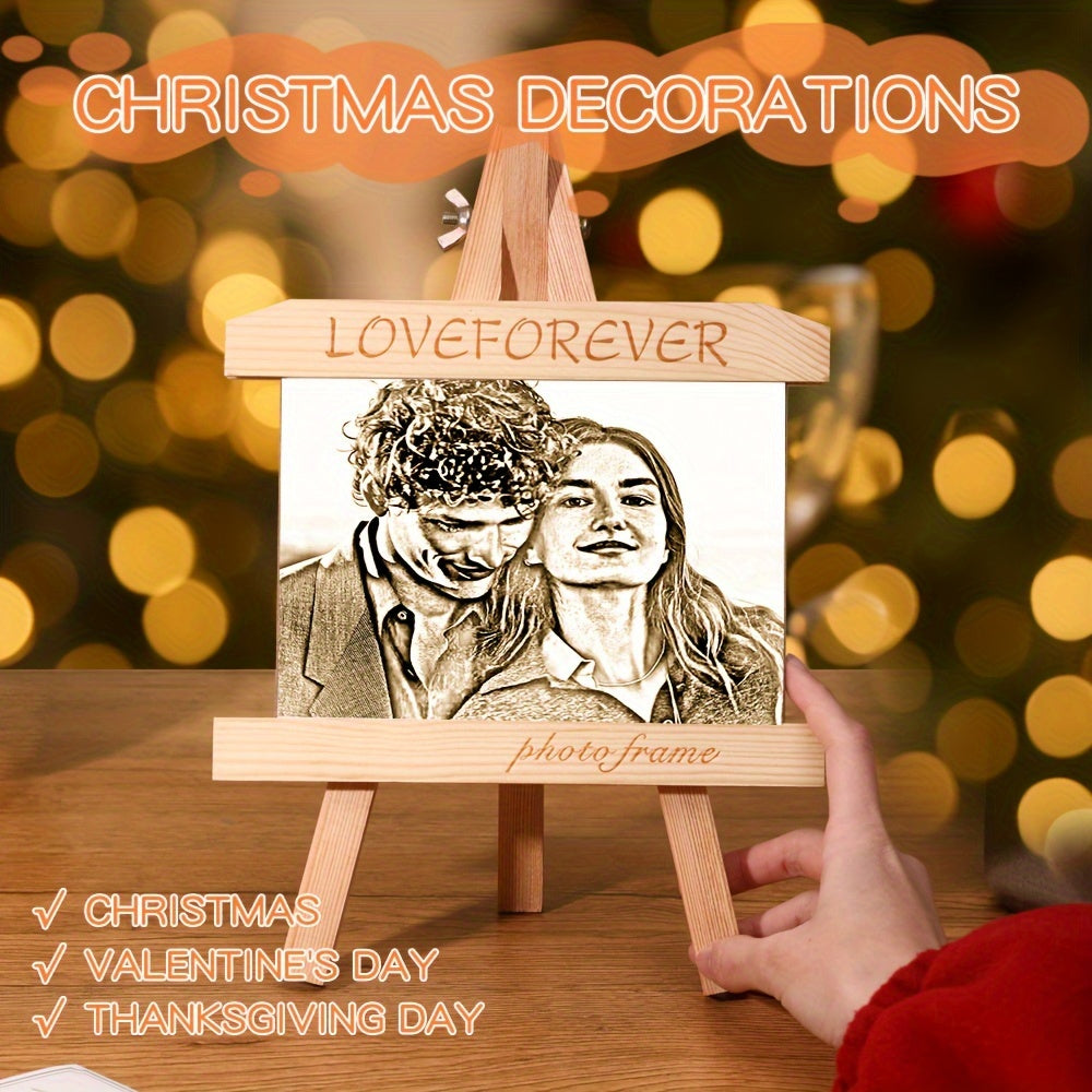 Personalized Wooden Photo Christmas Tree Ornament - Unique Hand-Painted Home Decor, Ideal Gift for Friends & Family, Perfect for Pet Memorials & Wedding Keepsakes