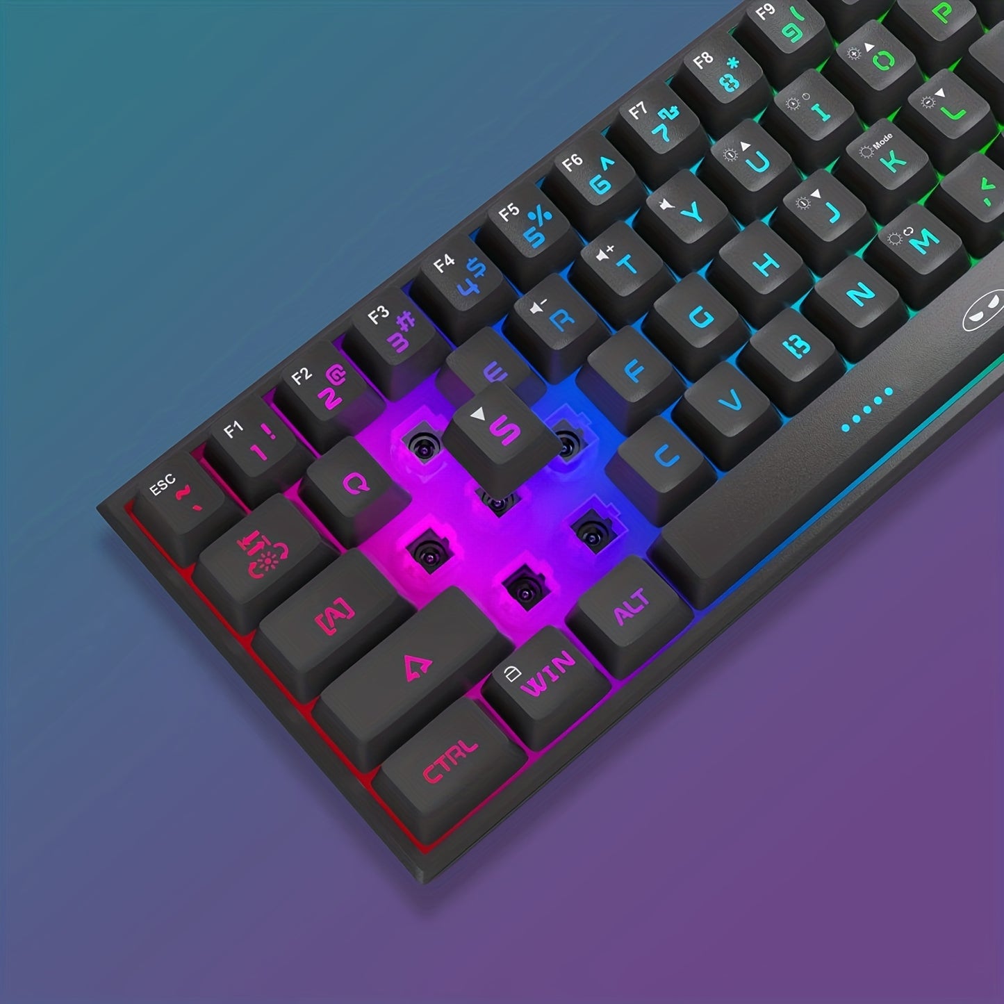 TS91 Мини 60% игровая/офисная клавиатура с проводной RGB подсветкой, совместимая с Windows, Mac и ноутбуками.