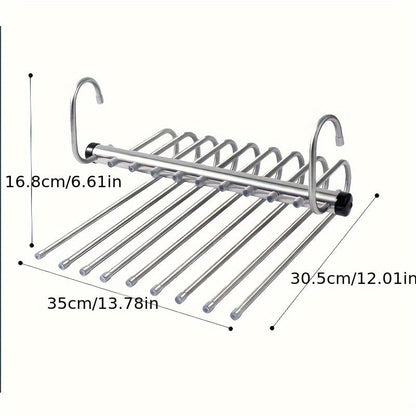 The Multifunctional Foldable Pants Rack: A No-Trace, Multi-Layer Trouser Hanger for Convenient Wardrobe Storage of Pants.