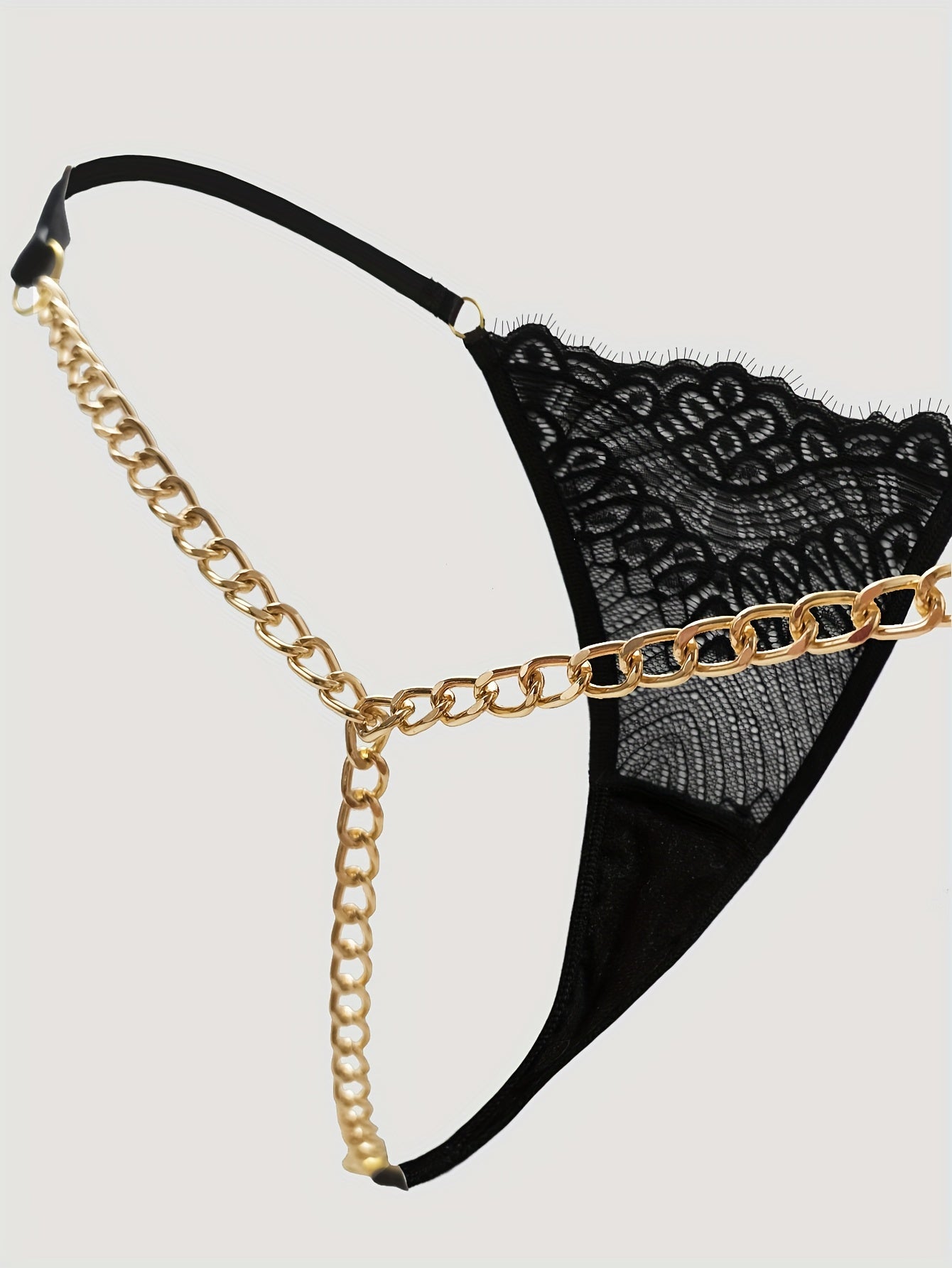 Sexy chain linked thongs, low-rise T-back panties, and semi-sheer lingerie for women.