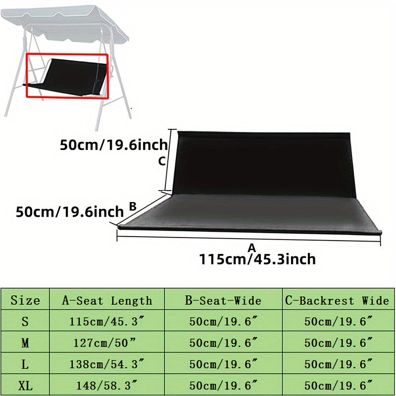 Durable black cover for outdoor swing chair, waterproof and protective.