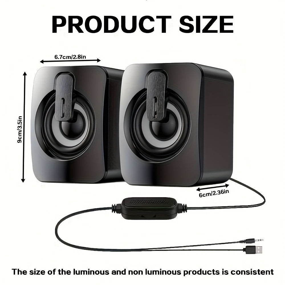 USB wired computer speaker with LED light for home office desktop gaming.