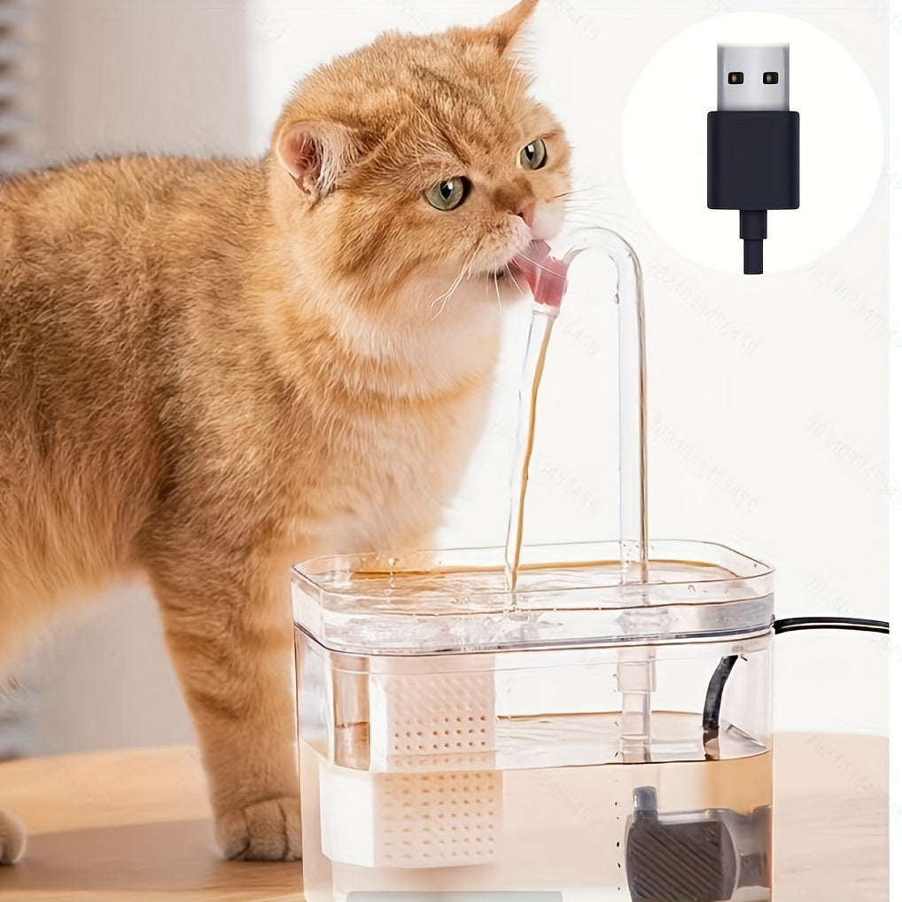 1.5L USB-powered Cat Water Fountain with Filter and Faucet Kit