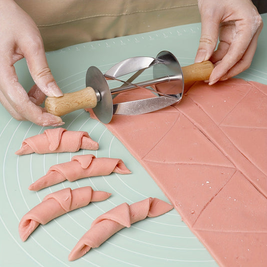 Stainless Steel Croissant Cutter - Perfect for DIY Croissants! Make Shaped Pastry Dough with this Rolling Knife Kitchen Gadget. Affordable and Convenient!