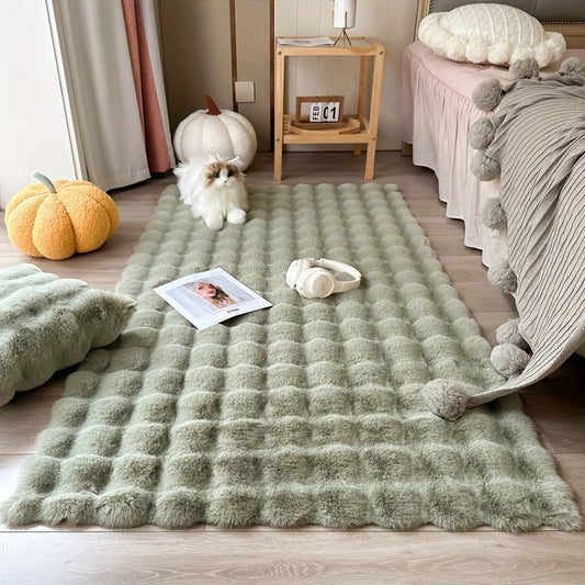 One piece of anti-rabbit fur fabric floor mat in a simple solid color for living room and bedroom. Suitable for bedrooms and living rooms, machine washable. Soft and comfortable carpet perfect for the shower room, living room, bedroom entrance, or as