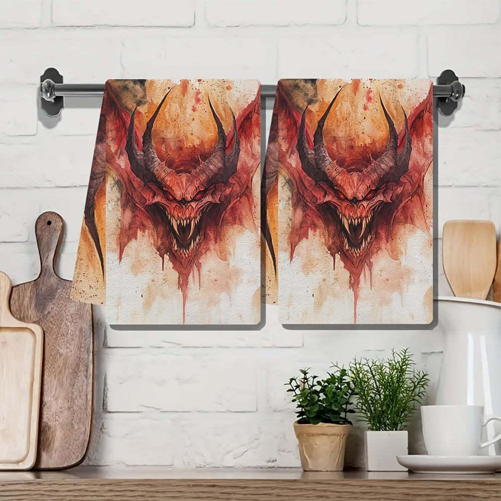 Set of 2 Rakdos Motto Kitchen Towels featuring a Contemporary Coastal Design, Made from 100% Polyester Knit Fabric for Super Absorbency and Easy Machine Washing, Sized at 40.64x60.96 cm - Perfect for Holiday and Everyday Use as Dish Hand Towels