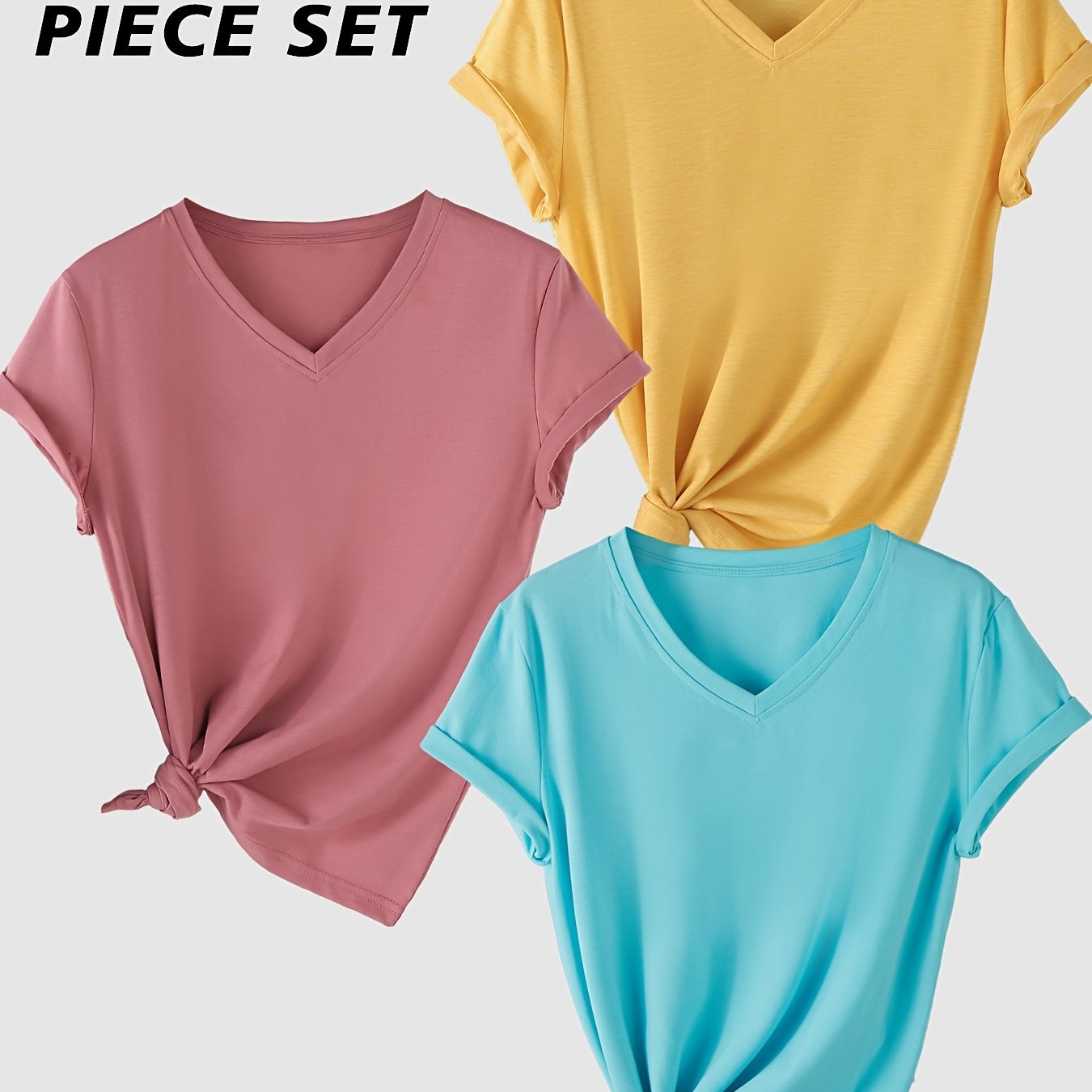 Short-Sleeve V-Neck Set