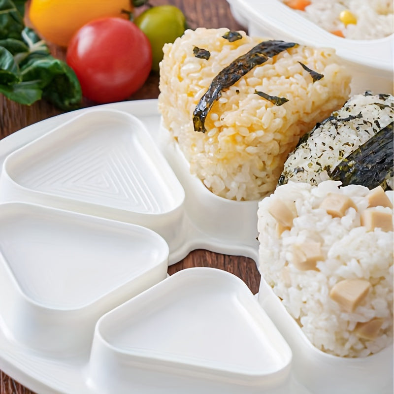 One piece Japanese rice and vegetable roll mold that can make six different shapes. This mold can also be used to create triangle rice and vegetable roll bento box, sushi, laver rice bag, and sushi box.