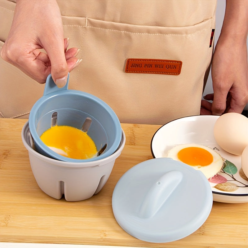 Convenient Single-Cup Plastic Egg Mold with Lid, Microwave Egg Poacher, Heat Resistant, Multi-Layer Material, Breakfast Kitchen Tool