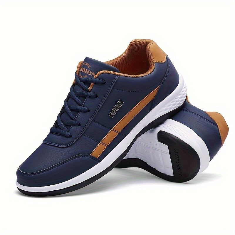 Casual men's walking shoes with ergonomic design, breathable materials, and non-slip sole for outdoor activities.