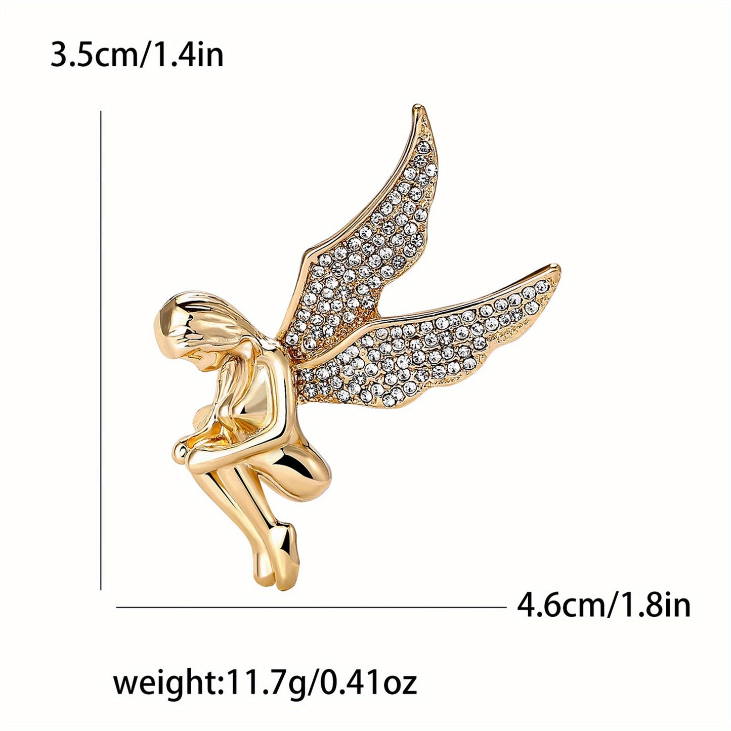 Elegant Rhinestone Angel Embossed Brooch featuring Alloy Women's Fashion Pin - A Versatile and Stylish Lapel Accessory