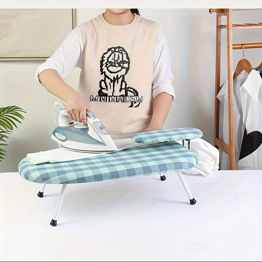 Foldable Ironing Board with Heart and Geometric Design, Suitable for Home and Office Use, Suitable for Cuffs and Necklines, Stainless Steel and Plastic Construction