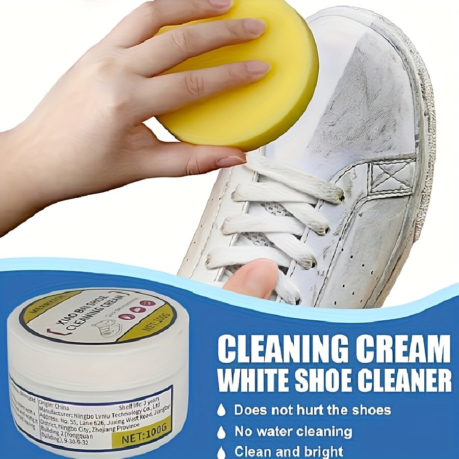 Premium cleaning cream for shoes, faux leather, and jewelry - no rinse required, removes stains and maintains.