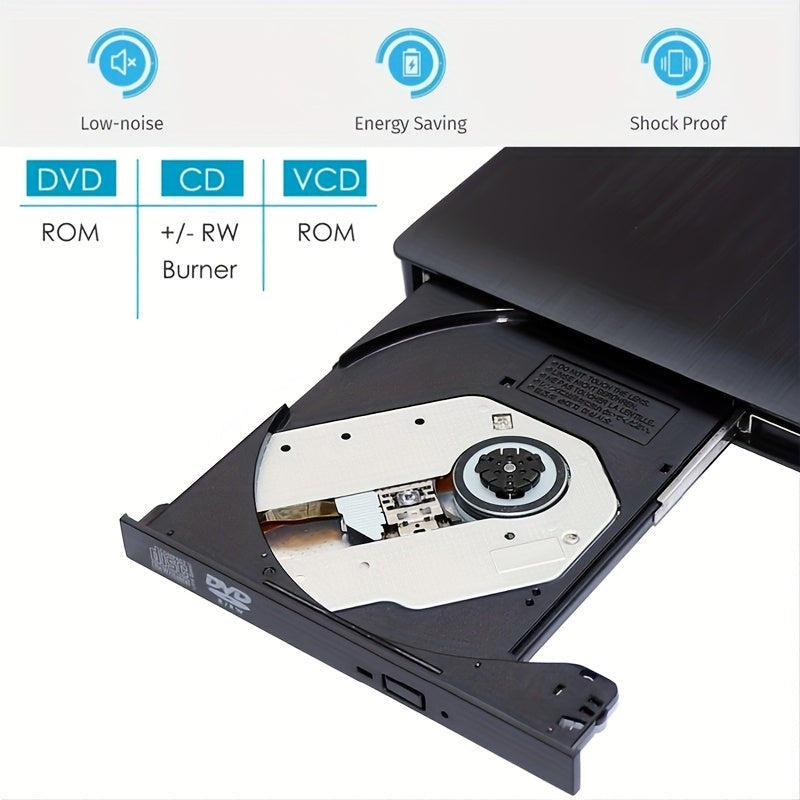 BIKILI USB 3.0 Portable DVD/CD player for Laptop, Desktop, Windows, Linux, Mac, iOS. Battery not included.