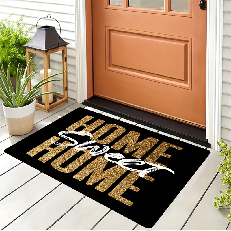 Welcome guests to your home in style with the Home Sweet Home Doormat. This non-slip, machine washable rug is lightweight and features a low pile, making it perfect for entryways, kitchens, living rooms, bathrooms, and bedrooms. Made of durable