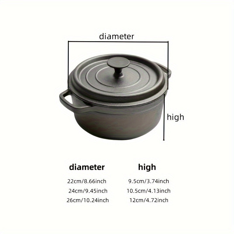 One piece of kitchenware - a double eared stew pot made of cast iron. This versatile pot, with a thickened flat bottom and no coating, is ideal for making soups and stews. It is non-stick and can be used for various purposes in the kitchen. A must-have