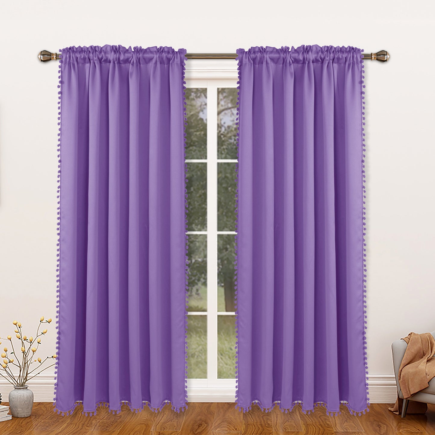 1 thermal insulated blackout curtain panel suitable for study, living room, and kitchen. This decorative curtain features a rod/pole pocket design for added privacy and energy efficiency.