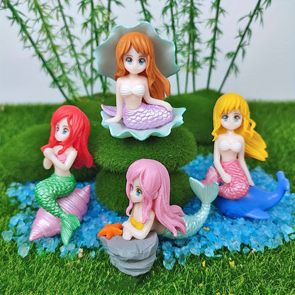 Akvarium bezatish uchun miniatur mermaid haykallari, mox manzarasi, qo'l san'ati bezaklari, sovg'alar