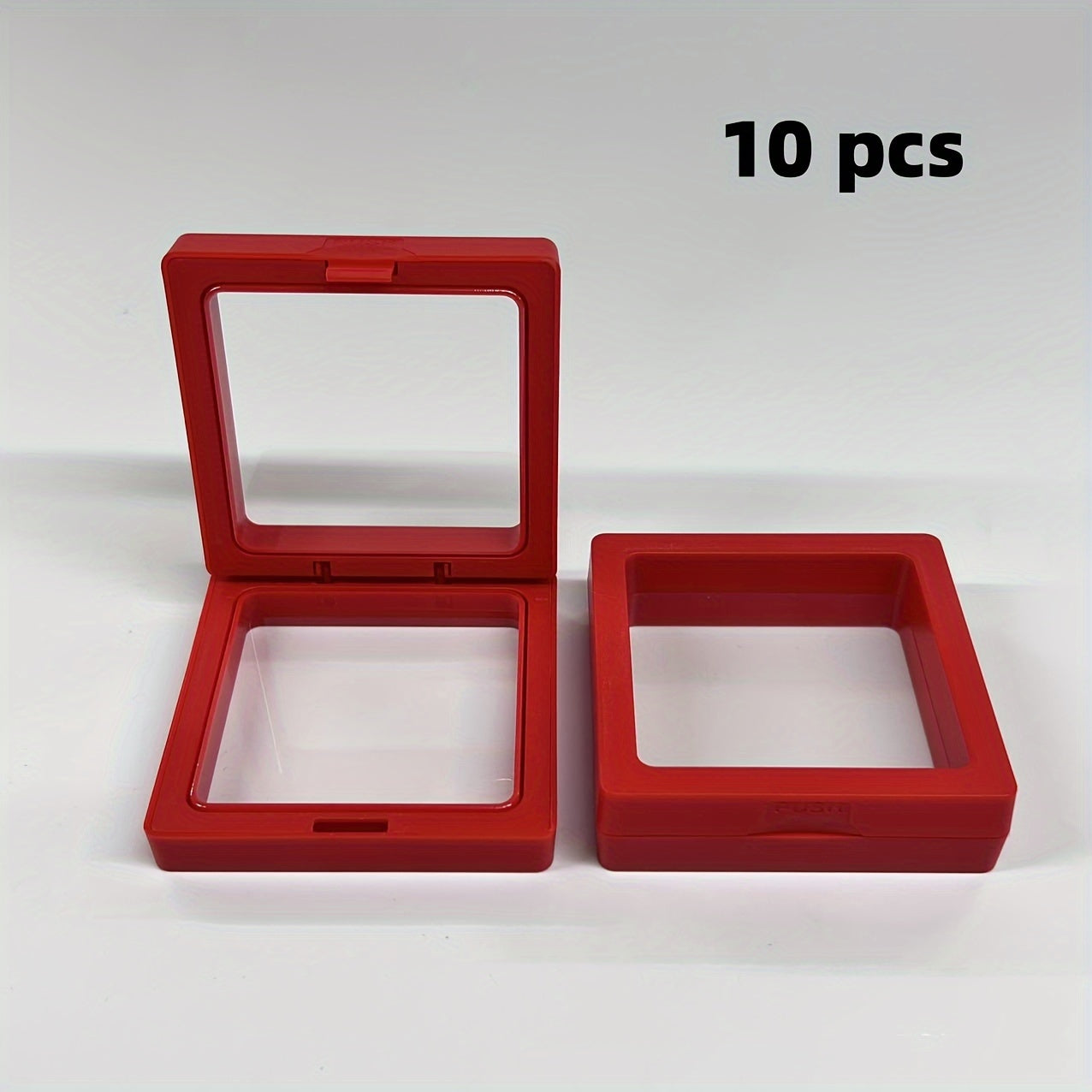 10-pack of floating jewelry boxes for rings, bracelets, earrings, and necklaces.