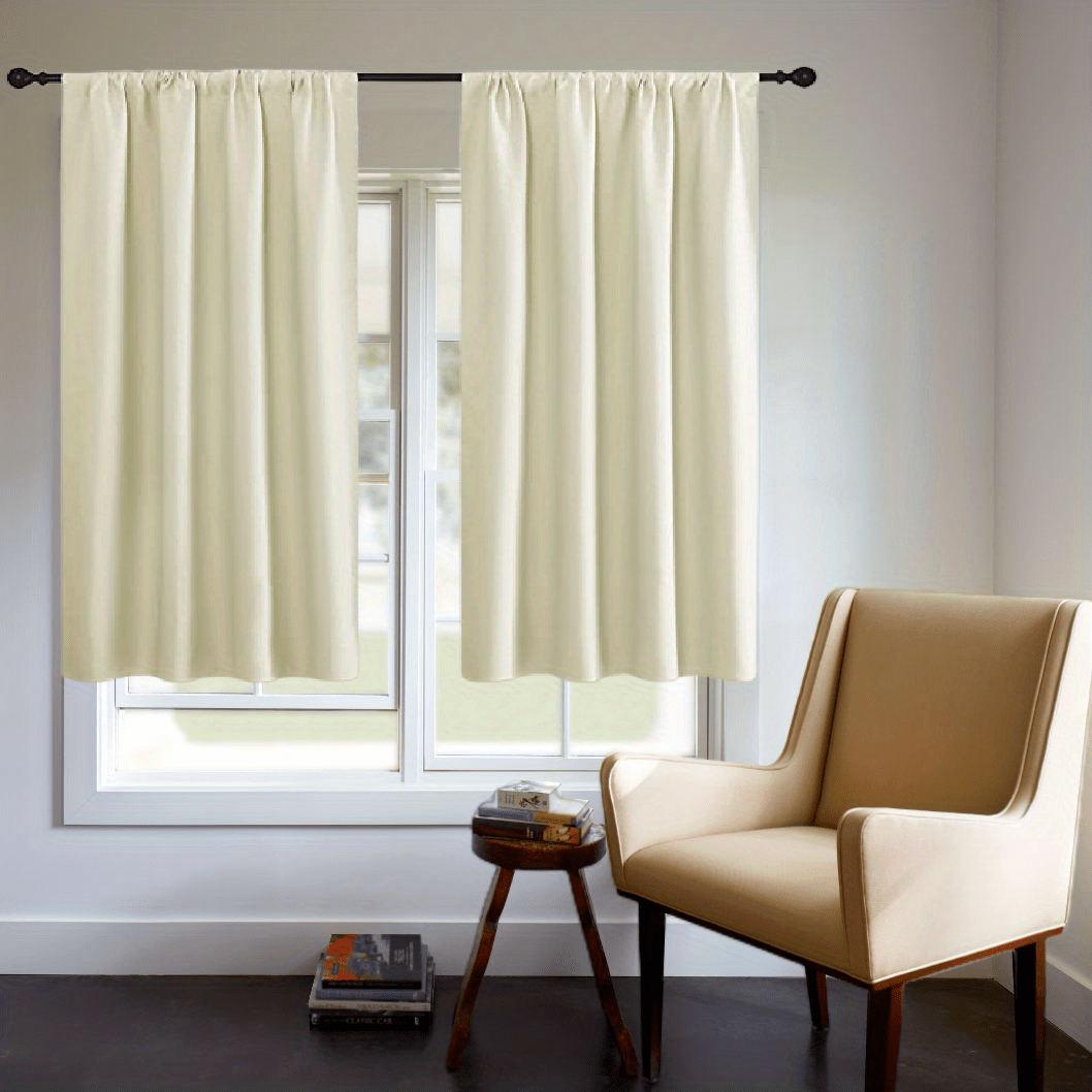 One Blackout Curtain (1 Panel) - Thick Rod Pocket Curtain for Heat Insulation and Light Blocking in Bedroom, 200g;